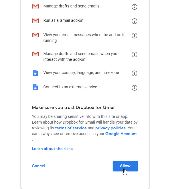 طريقة تركيب إضافة دروب بوكس في بريد Gmail مدرسة زاد
