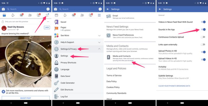 طريقة إيقاف تشغيل الأصوات في تطبيق فيسبوك على أجهزة أندرويد Android