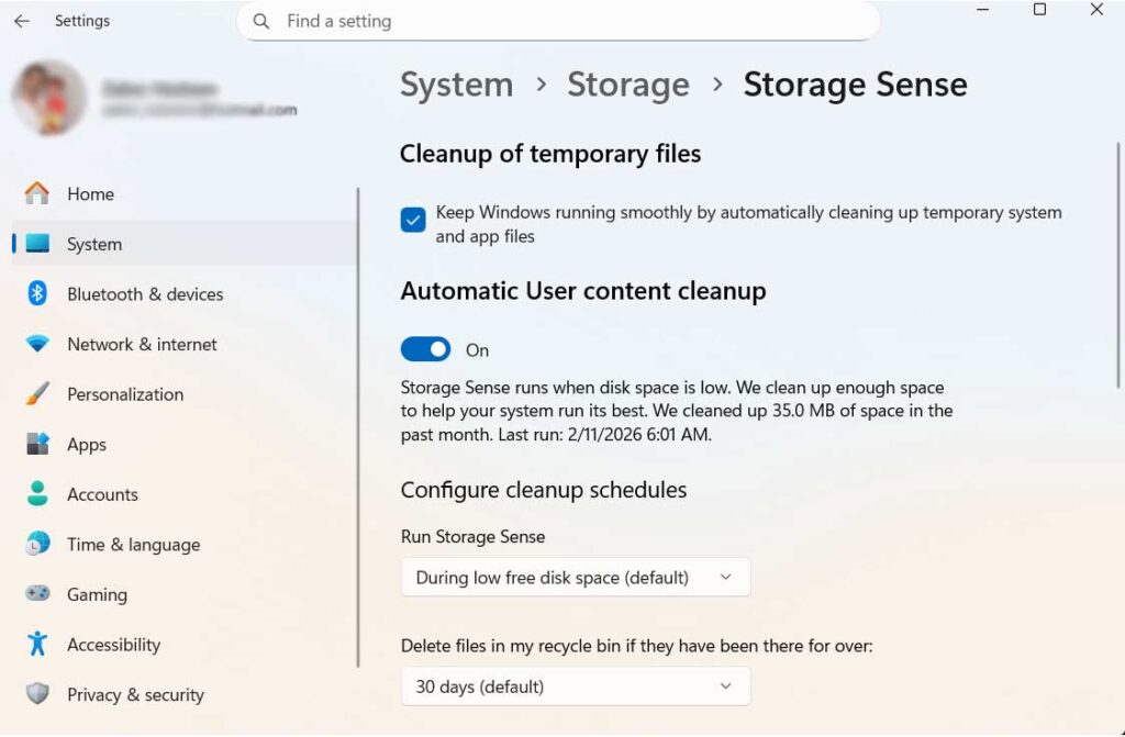 3- تنظيف القرص من الملفات المؤقتة لتسريع ويندوز